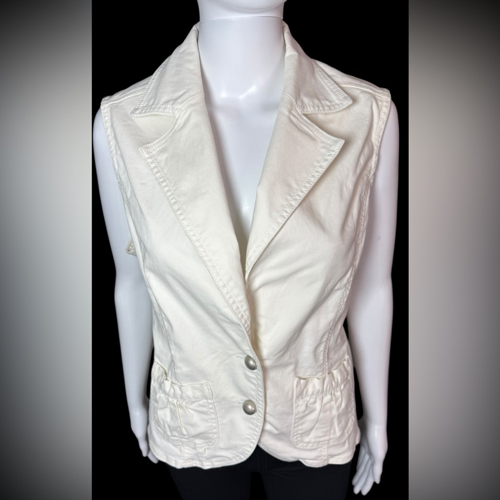 Squeeze Jeans White Cream Denim Vest with Silver Buttons Womens Size 16